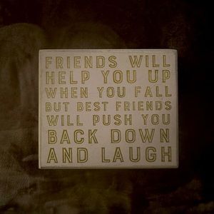 Friends Pink/Gold Box Sign (7X6)